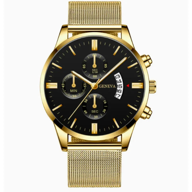 Elijah | Elegant Mesh Band Watch – Luxury Quartz Timepiece