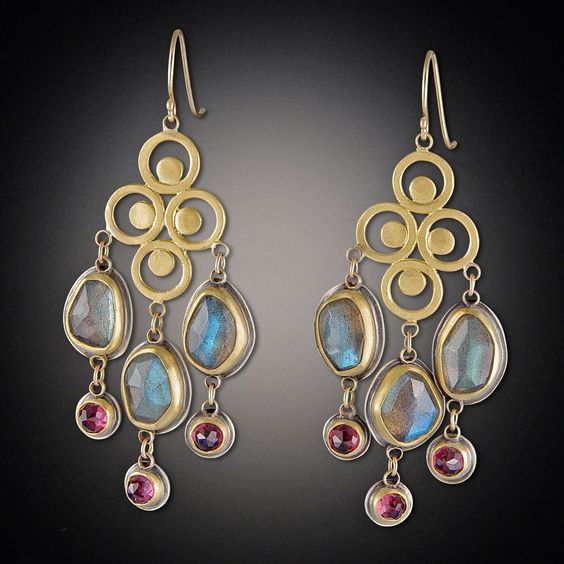 Vintage Colorful Stones Dangling Earrings-Lydieannejewelry