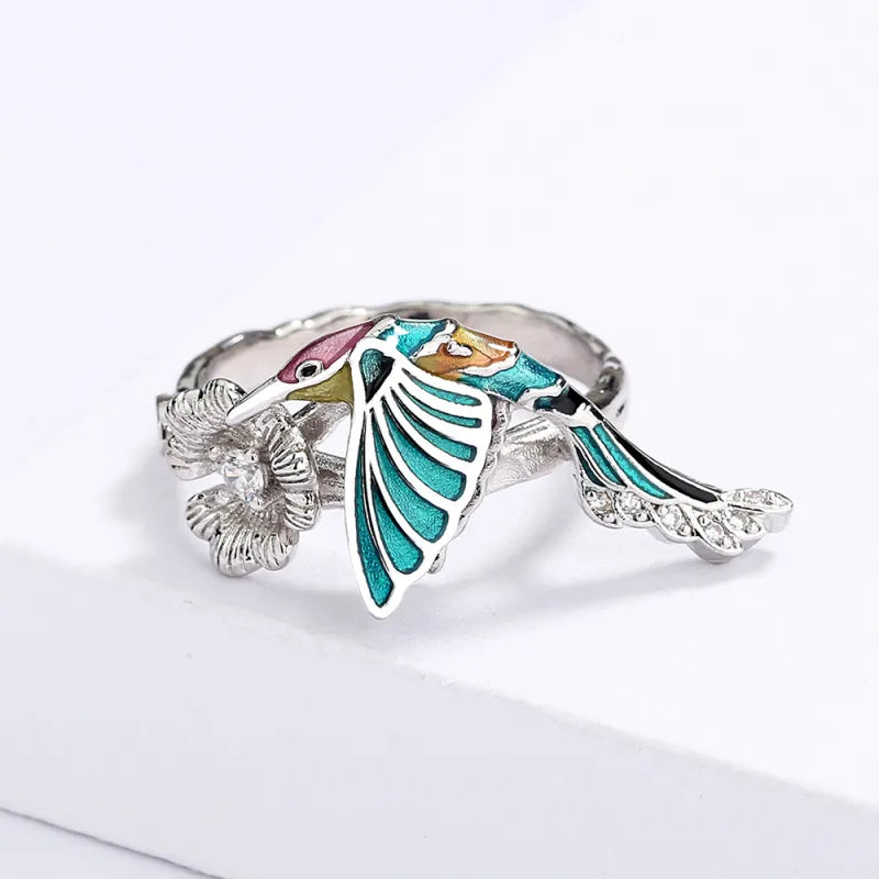 Vintage Pastoral Hummingbird Ring