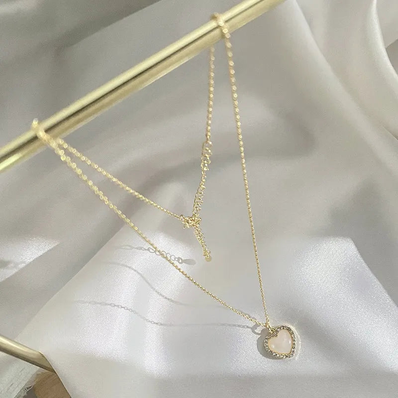 Vintage Opal Heart Pendant Necklace