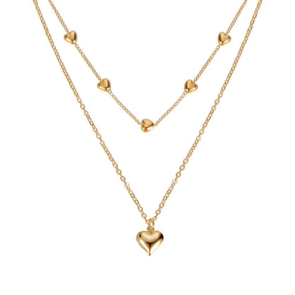 Vintage Double Heart Pendant Necklace