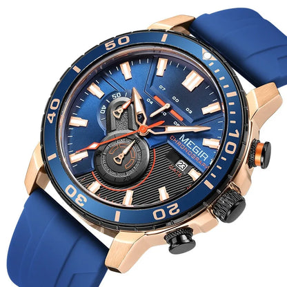 Professional Men’s Chronograph Sports Watch with Calendar & Multi-Function Dial