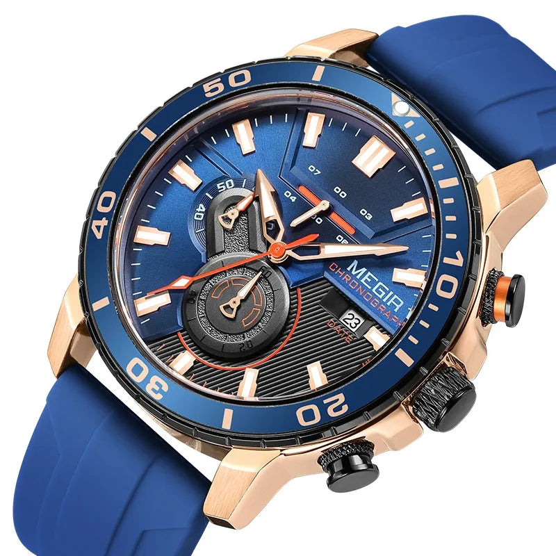 Professional Men’s Chronograph Sports Watch with Calendar & Multi-Function Dial