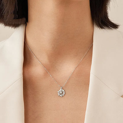 Rotatable Silver Snowflake Necklace