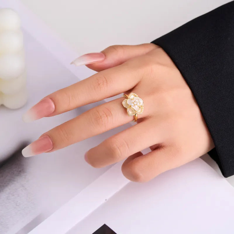 Vintage Camellia Flower Ring Niche
