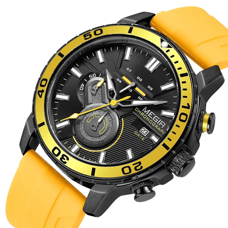 Professional Men’s Chronograph Sports Watch with Calendar & Multi-Function Dial