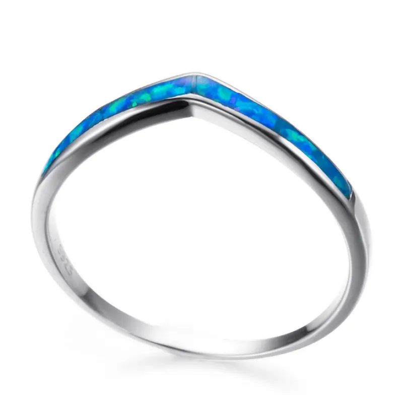 Vintage Sterling Silver Ocean Blue White Opal Fire Rings