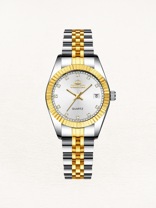 Amelie Mini Stainless Steel Women's Gold-Silver Calendar Watch
