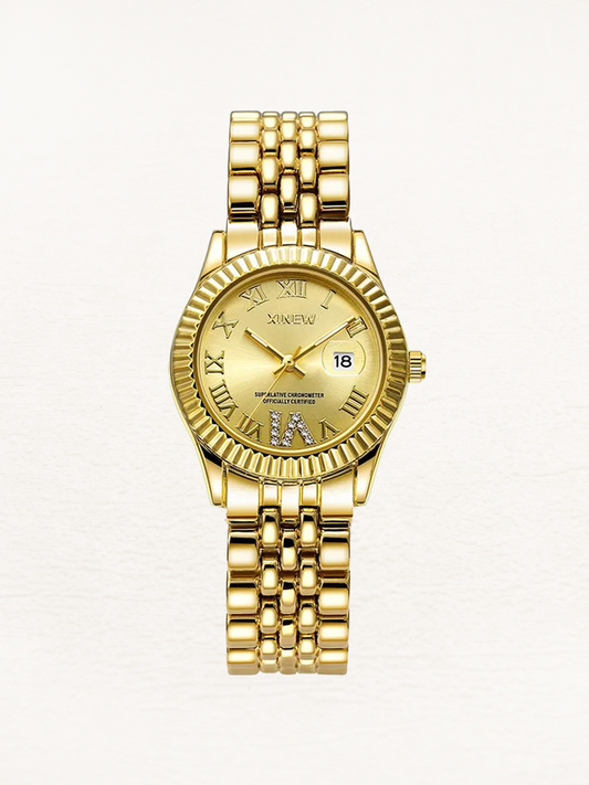 Amelisse women's quartz watch with gold-gold cubic zirconia