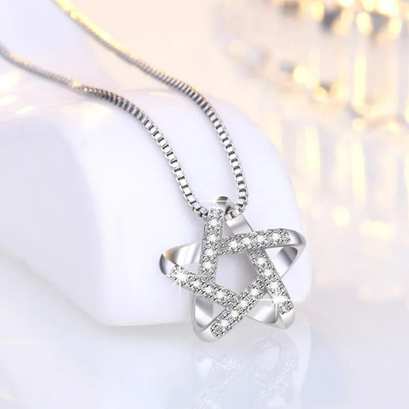Vintage Hollow Star Rhinestone Necklace