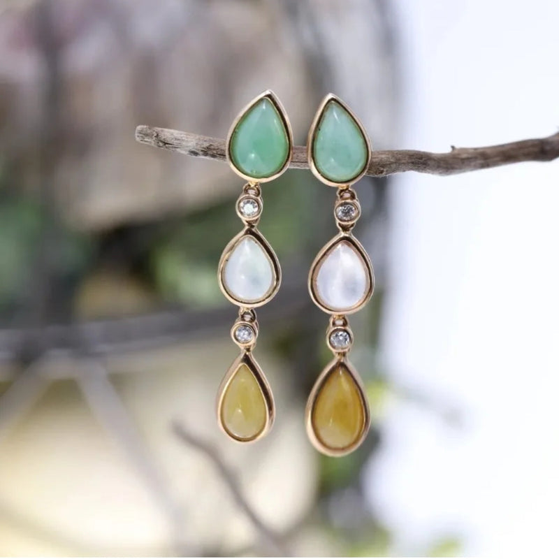 Vintage Nature Dangling Stones Earrings-Lydieannejewelry