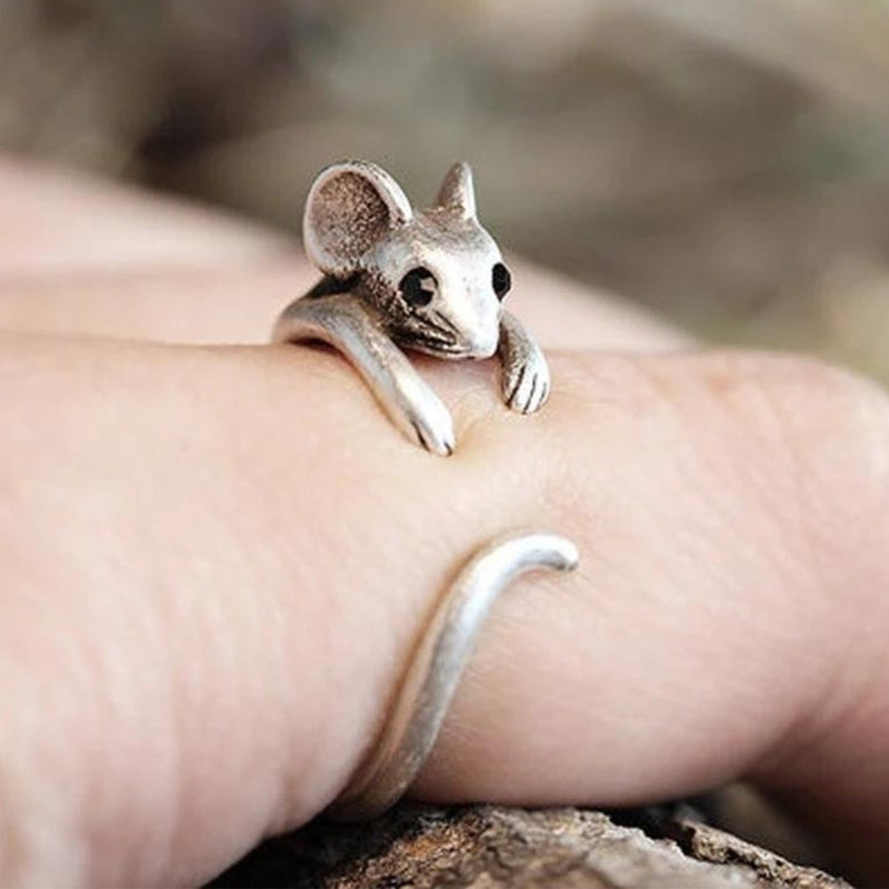 Adjustable Mice Ring in Silver 925