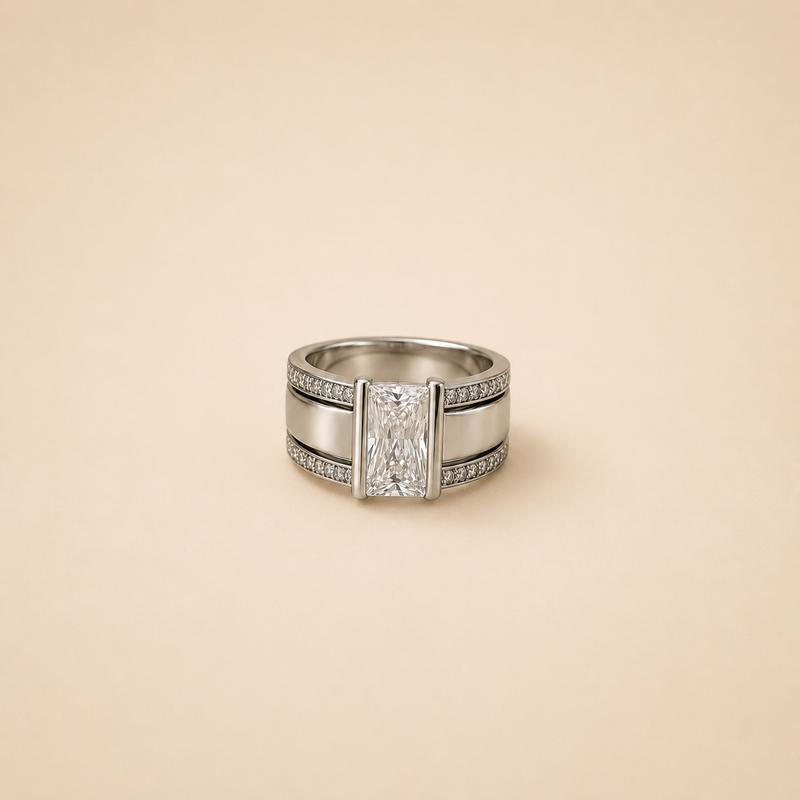 Emerald Cut Silver Ring