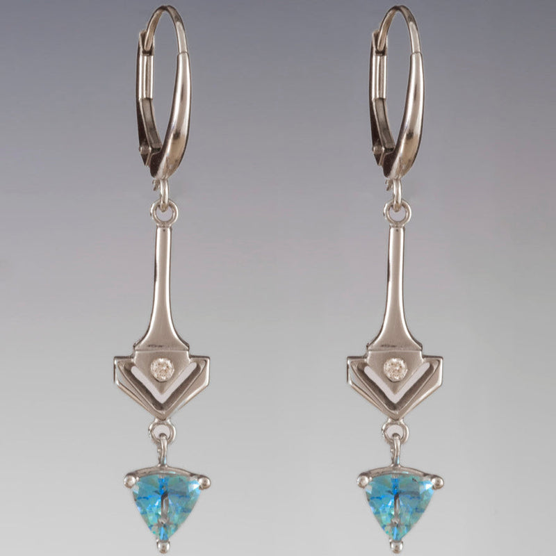Vintage Blue Zirconia Arrow Earrings-Lydieannejewelry