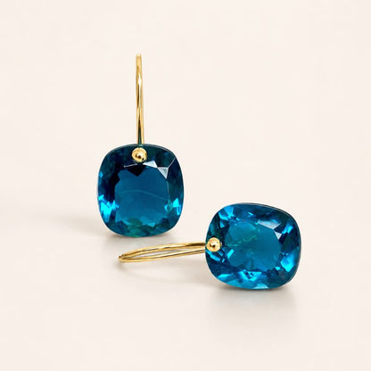 Cushion Cut Blue Earrings