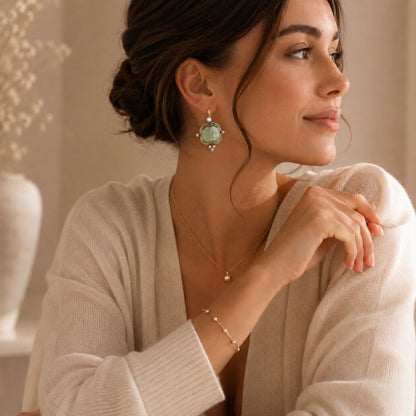 Green Gemstone Drop Earrings