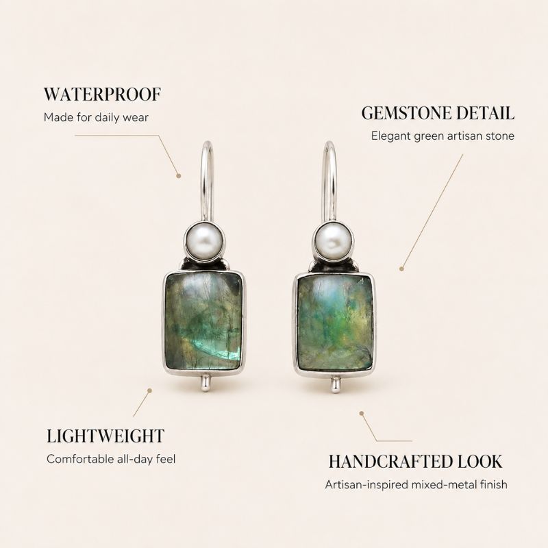 Rectangle Stone Earrings