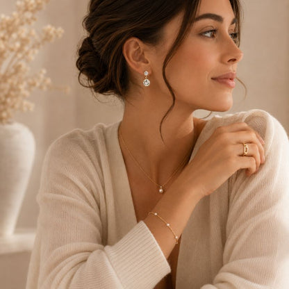 Golden Crystal Drop Earrings