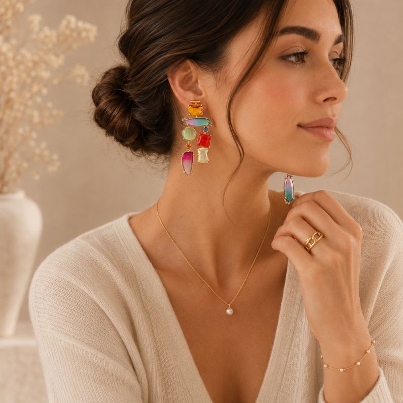 Rainbow Gemstone Earrings