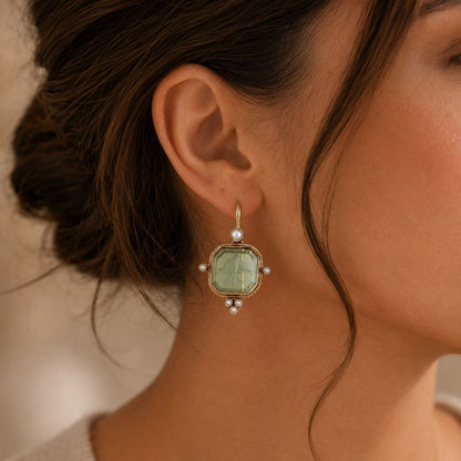 Green Gemstone Drop Earrings