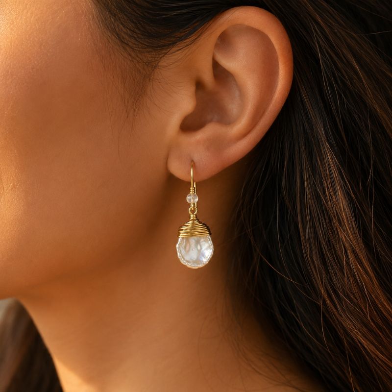 Golden Pearl Drop Earrings