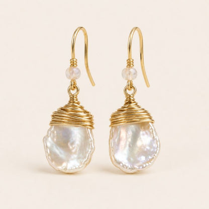 Golden Pearl Drop Earrings