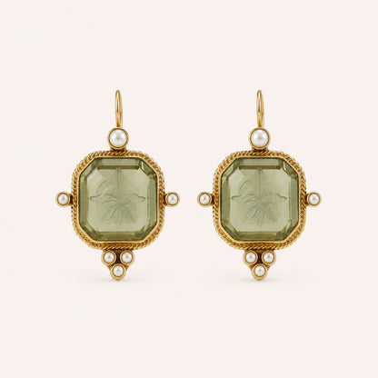 Green Gemstone Drop Earrings