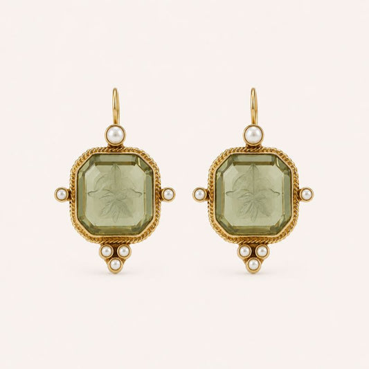 Green Gemstone Drop Earrings
