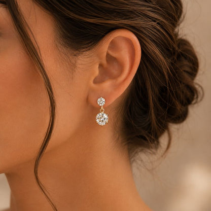 Golden Crystal Drop Earrings