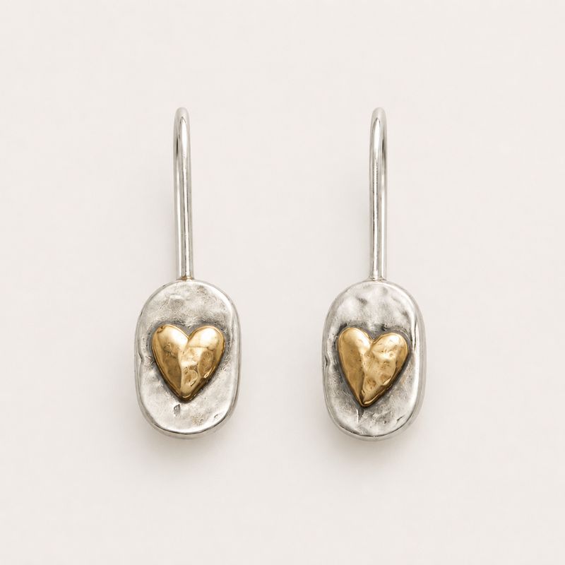 Silver Heart Drop Earrings