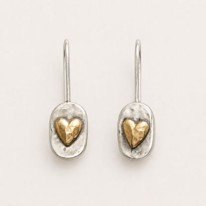 Silver Heart Drop Earrings