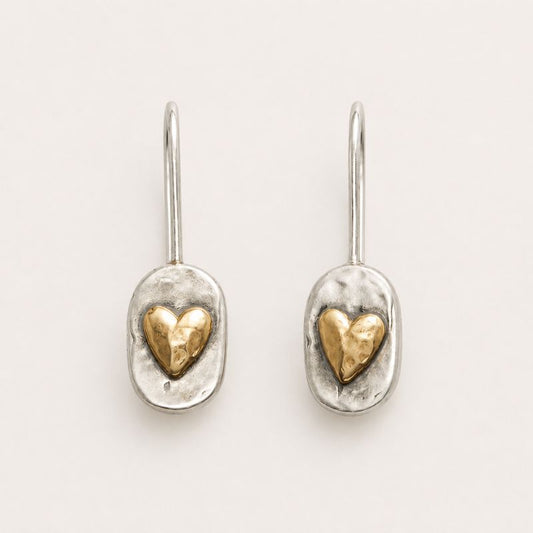 Silver Heart Drop Earrings