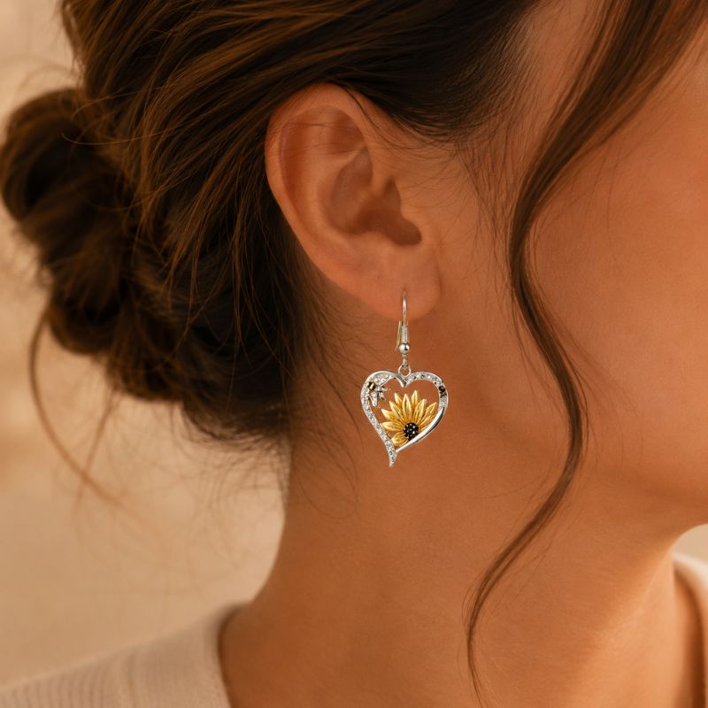 Bee Sunflower Drop Earrings