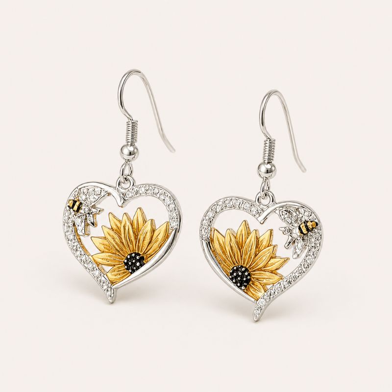 Bee Sunflower Drop Earrings