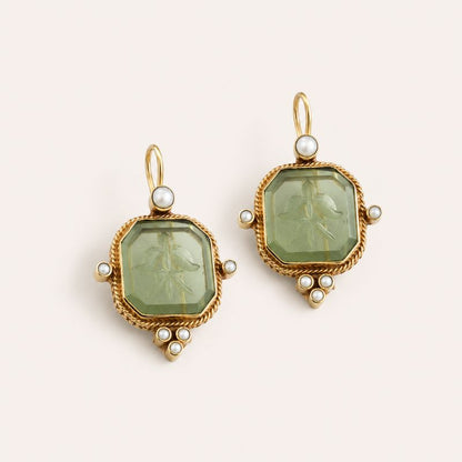 Green Gemstone Drop Earrings