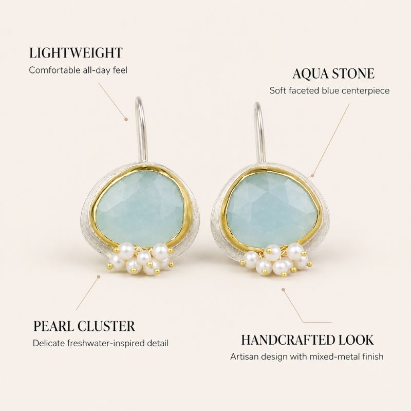 Aqua Pearl Drop Earrings