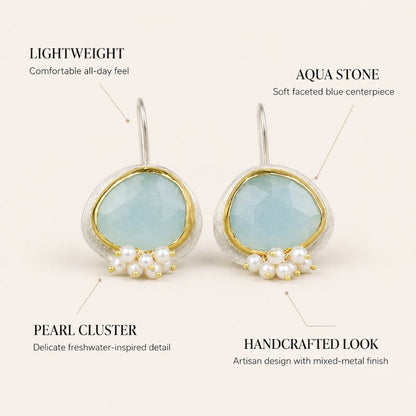 Aqua Pearl Drop Earrings