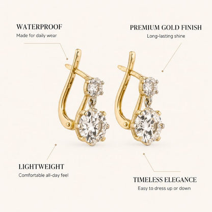 Golden Crystal Drop Earrings