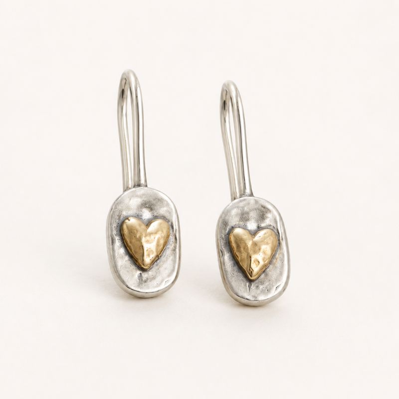 Silver Heart Drop Earrings