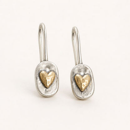 Silver Heart Drop Earrings