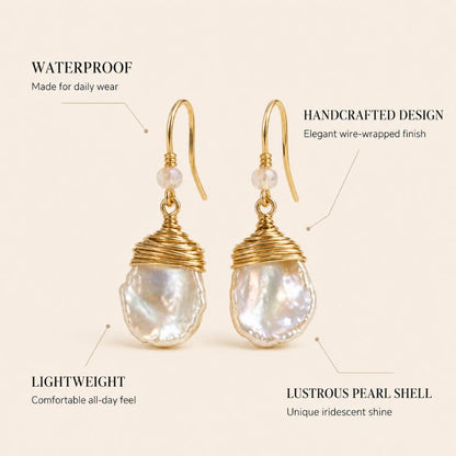 Golden Pearl Drop Earrings