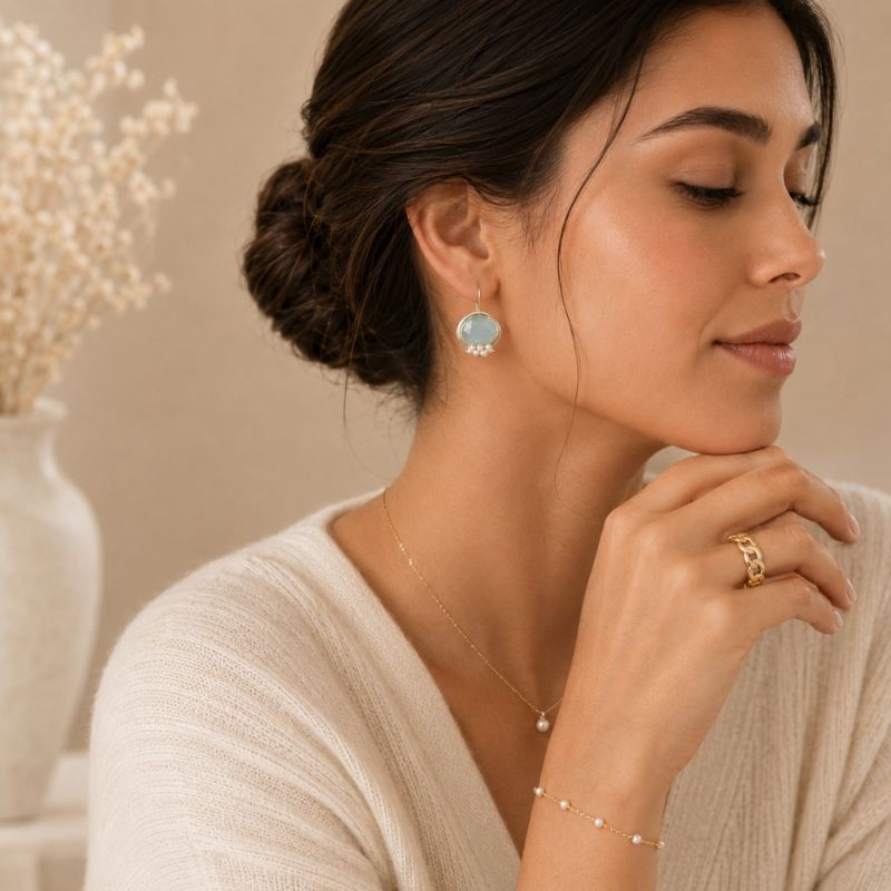Aqua Pearl Drop Earrings