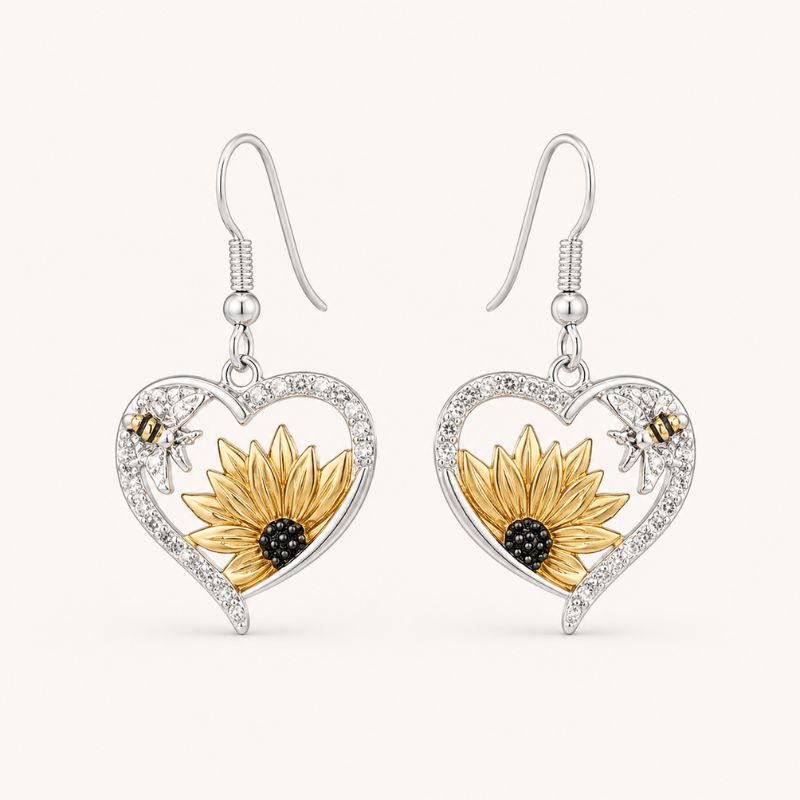 Bee Sunflower Drop Earrings