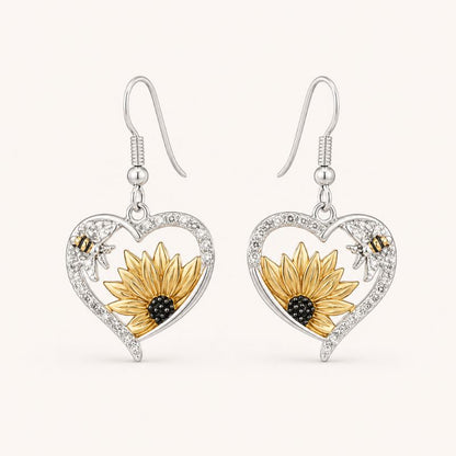 Bee Sunflower Drop Earrings