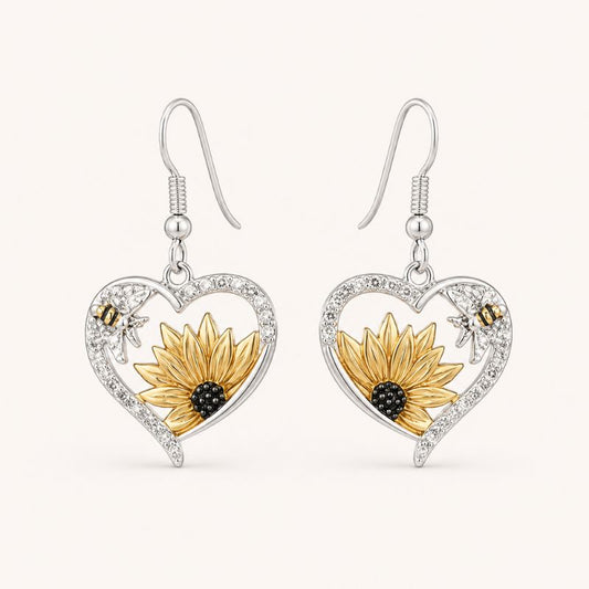 Bee Sunflower Drop Earrings