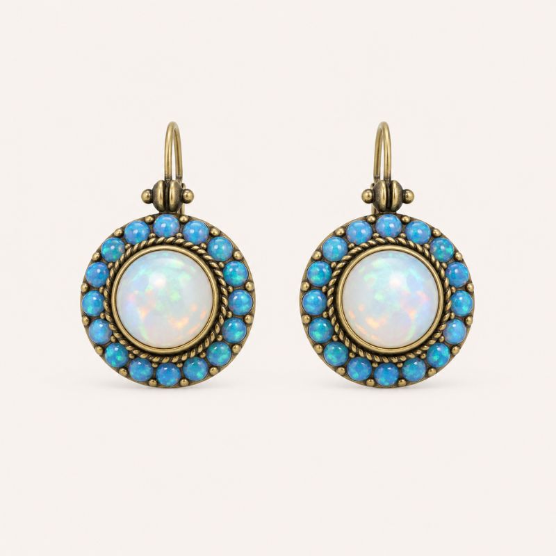 Blue Opal Drop Earrings