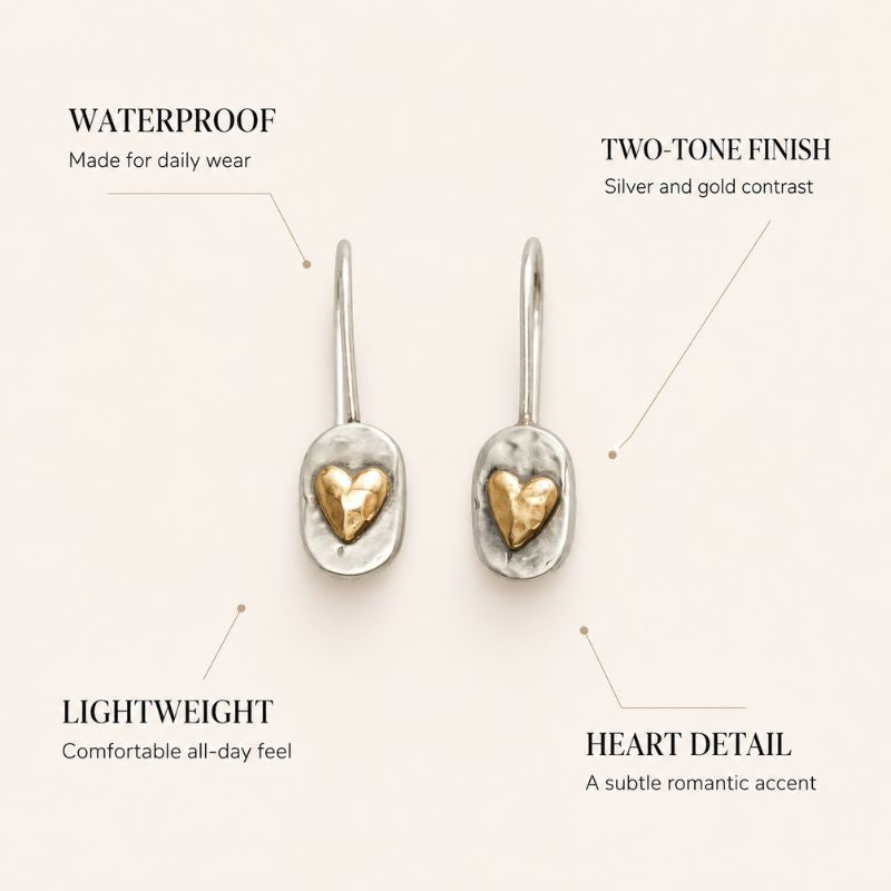 Silver Heart Drop Earrings