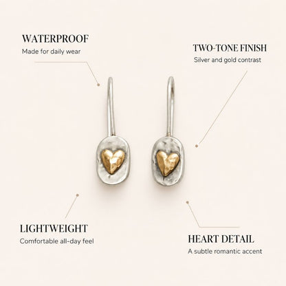 Silver Heart Drop Earrings