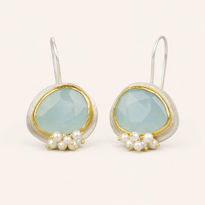 Aqua Pearl Drop Earrings