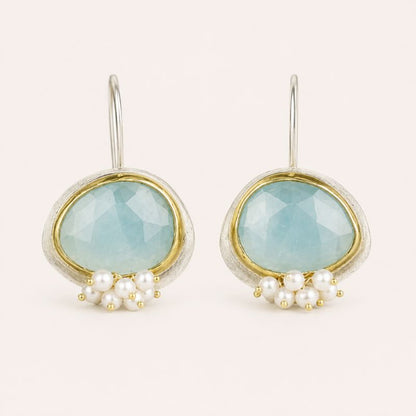 Aqua Pearl Drop Earrings